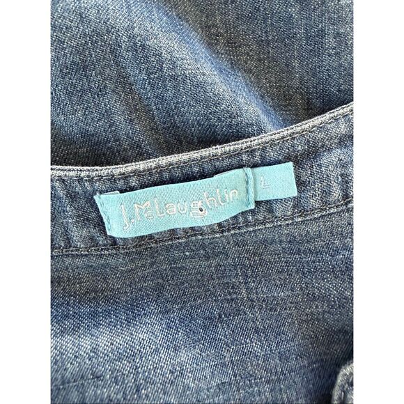 J. McLaughlin Laramie Linen Blend Chambray Balloon Sleeve Blouse Blue Size L - Picture 10 of 12